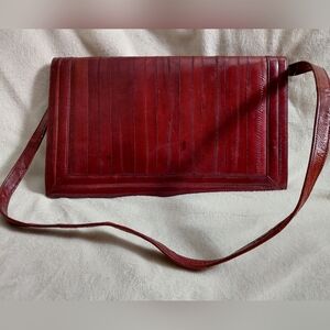 Elegant Red Eel Skin Clutch Bag